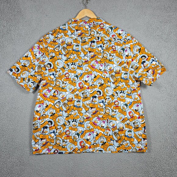 Disney Shirt Mens Large Donal Duck All Over Print Oversized Open Camp Collar - Picture 6 of 11